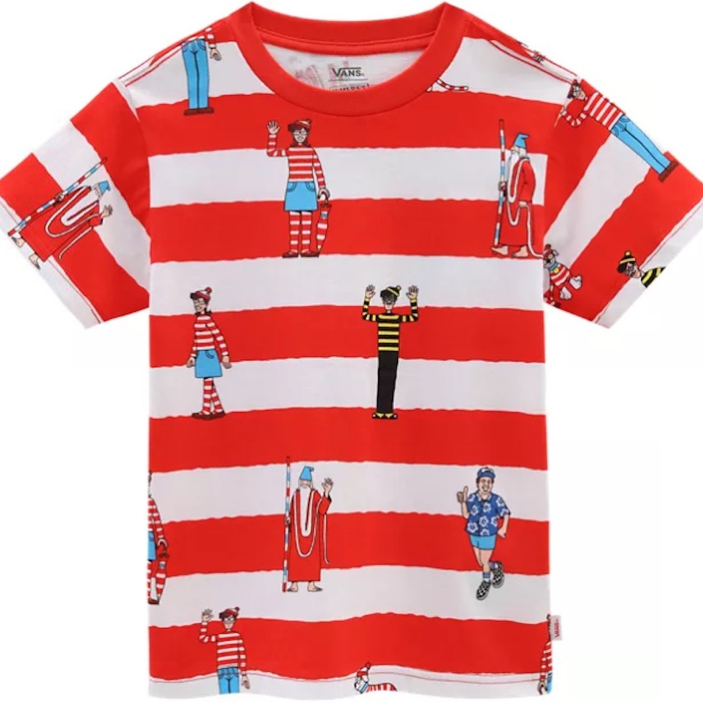 Vans Kids Where’s Waldo Striped Red and White Tee